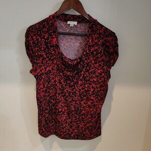 Red & Black Abstract Print Womens Top Size L By Tahari Arthur S. Levine